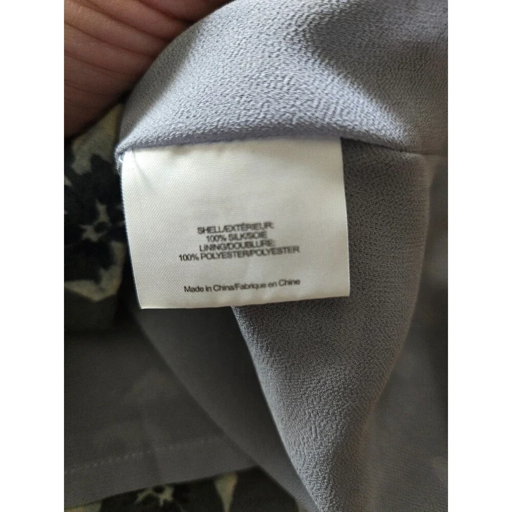 Tory Burch Womens 100% Silk Floral Semi Sheer Long Sleeve Blouse Size 6